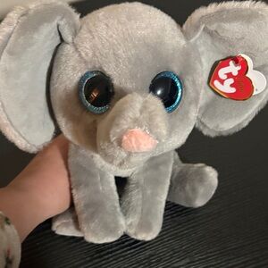 Ty Plush Elephant with Blue Eyes Whopper